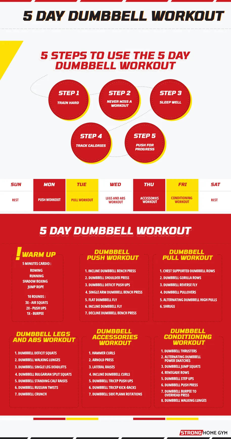 5 Day Dumbbell Workout General Infographic