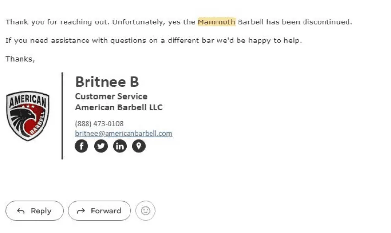 My interaction with the American Barbell customer service