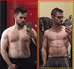 Ash — before and after using the Strong Home Gym training plan.