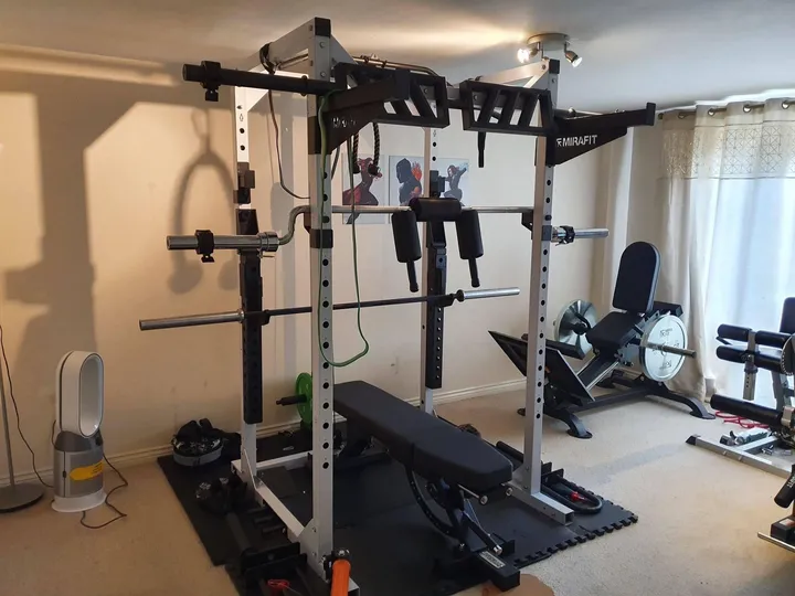 Lena Kowalski's basement home gym in Chicago, IL.
