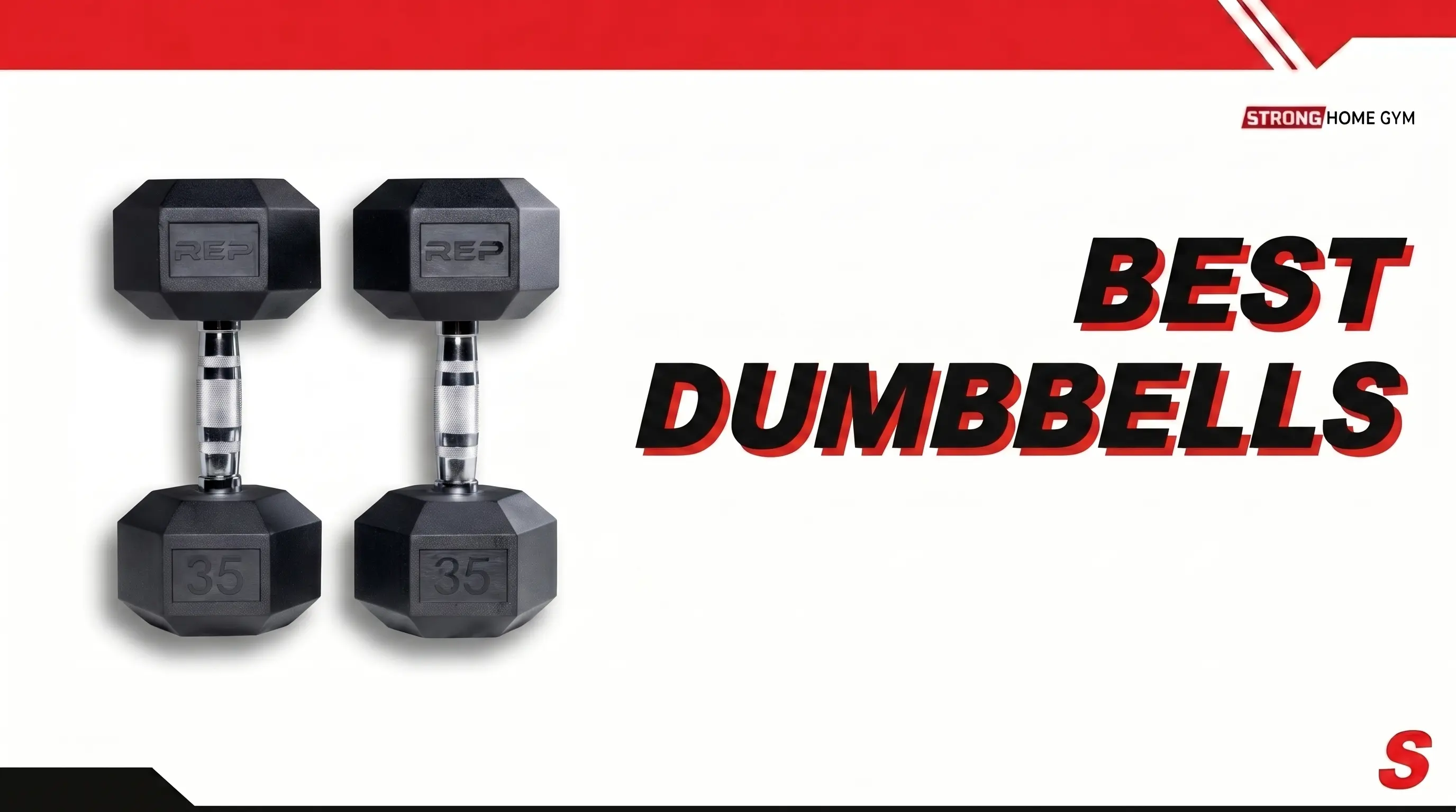 Dumbbells lined up for Strong Home Gym's best dumbbells guide