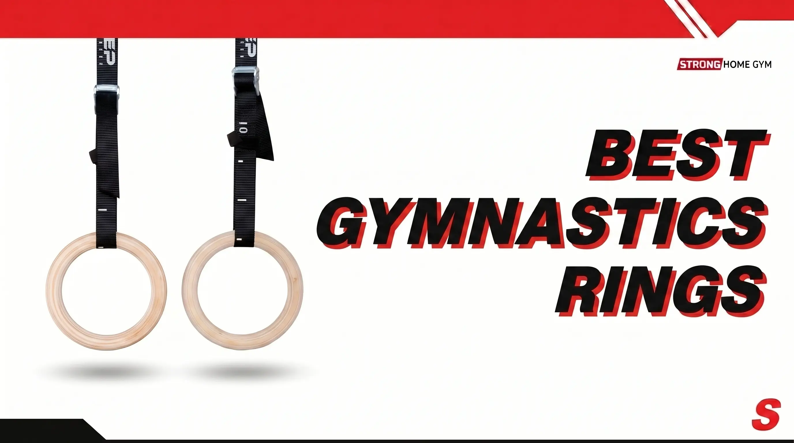 Wooden gymnastics rings on numbered straps for Strong Home Gym's best gymnastics rings guide