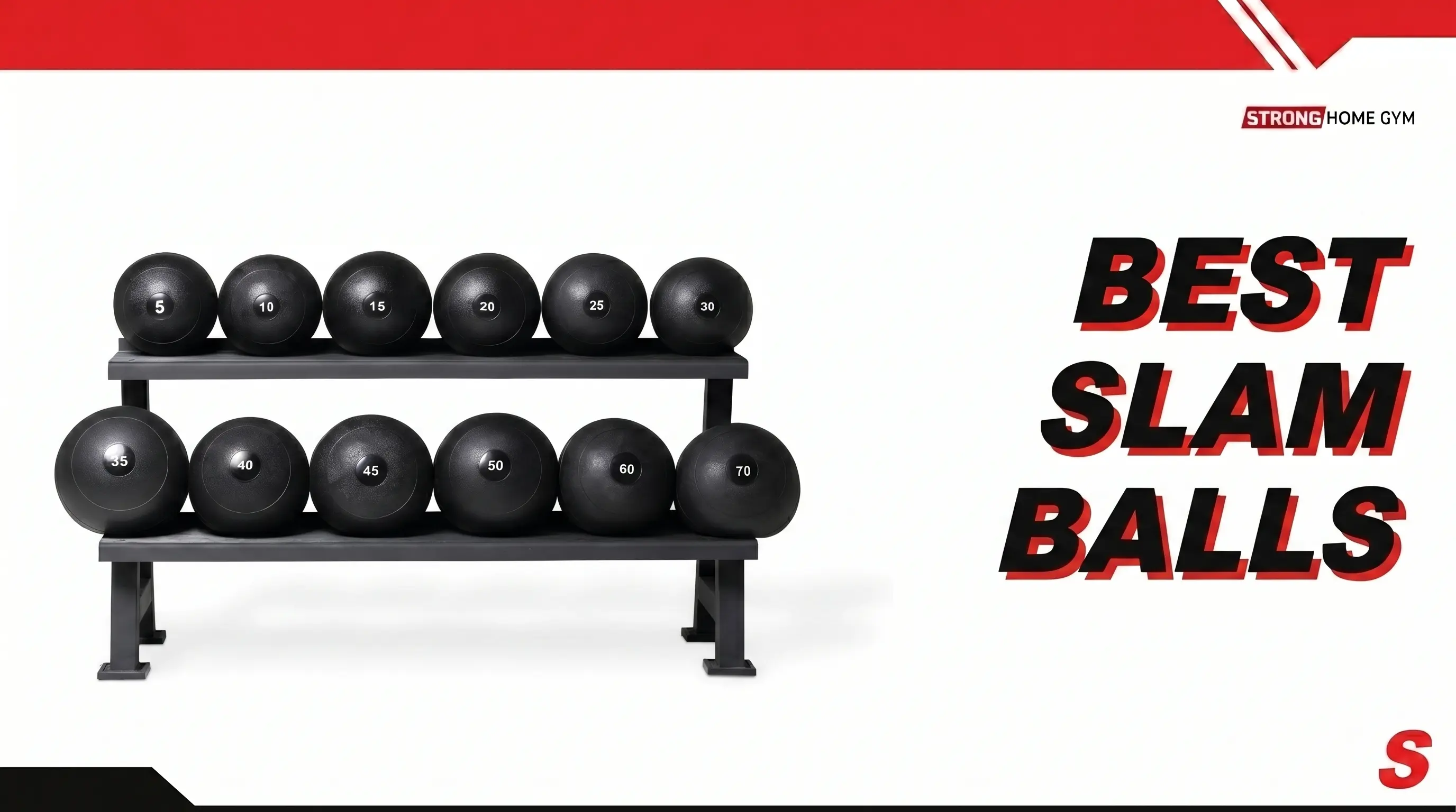 Slam balls lined up for Strong Home Gym's best slam ball guide