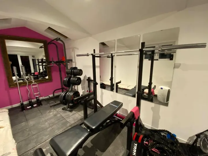 Danielle F's home gym setup.